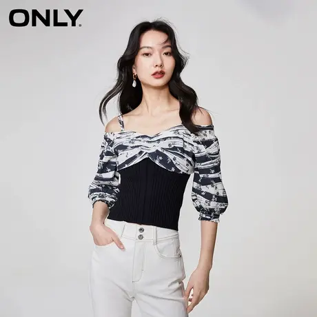 ONLY2023夏季新款时尚百搭甜美可调节肩带露肩雪纺衫女|1232WS002商品大图