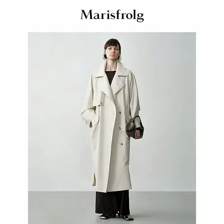 【筑感美学】Marisfrolg玛丝菲尔经典双排扣微茧型休闲风衣式外套图片