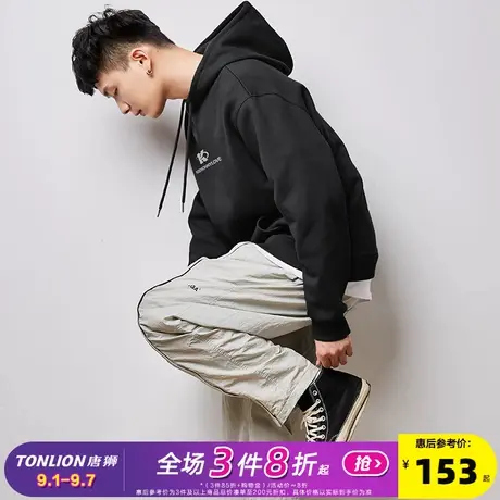 唐狮2024春秋冬季新款加绒卫衣男士连帽套头衫美式青少年外套潮牌商品大图
