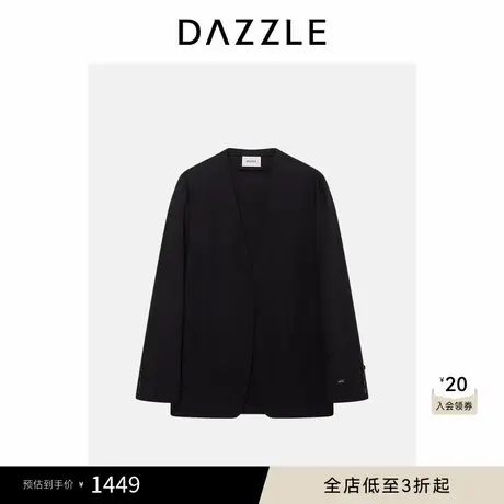 DAZZLE 地素奥莱外套春季黑色绵羊毛混纺西装外套图片