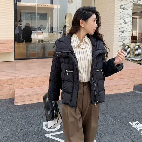 唐狮2024新款羽绒服女冬季韩版黑色90绒鸭绒外套今年流行爆款cq商品大图