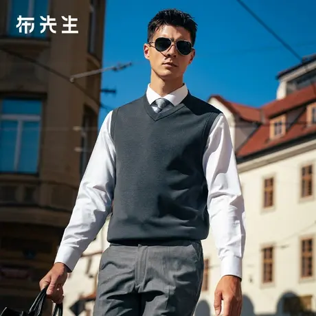MrBu布先生V领毛衣背心双面双色2025秋新款男士叠穿马甲BT16967图片