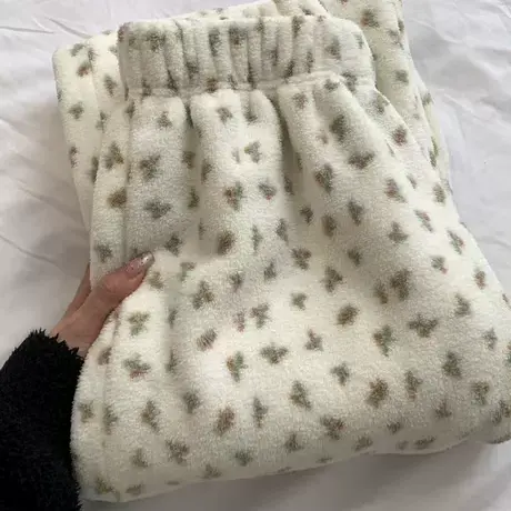 新品！加厚冬季保暖雪粒绒氛围碎花睡裤慵懒可爱家居裤可外穿～商品大图