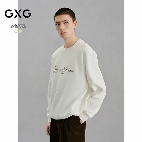 GXG男装 双色简约宽松通勤圆领卫衣 24冬品G24X314039商品大图
