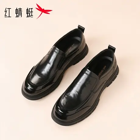 红蜻蜓男鞋冬季新款鞋子男士套脚休闲皮鞋男真皮牛皮商务正装英伦商品大图