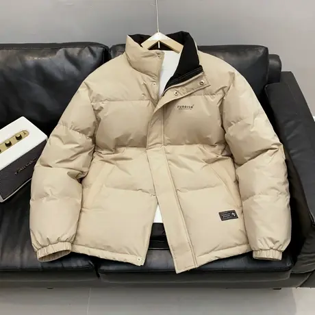 唐狮冬季男短款羽绒服净色小标撞色立领简约面包服加厚保暖TUTA商品大图