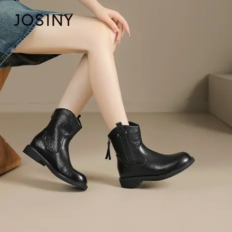 卓诗尼厚底马丁靴女款2025新款秋冬百搭圆头粗跟复古英伦风短靴商品大图