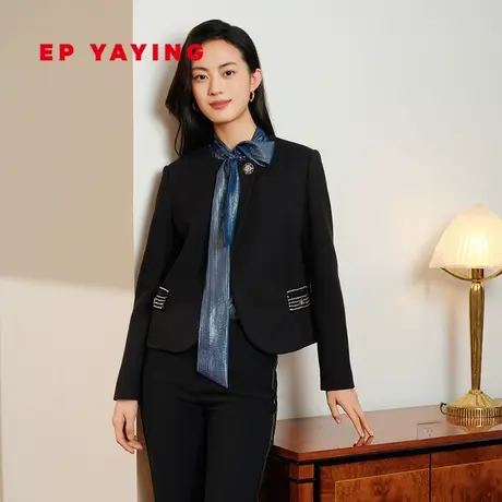 EP雅莹高端系列 丝羊毛圆领通勤修身西装外套 2023秋冬新款1205A商品大图