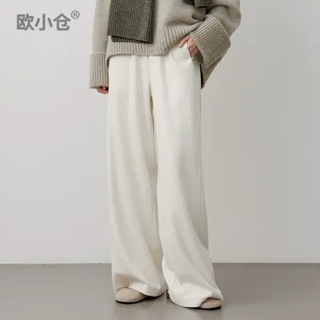 欧小仓黑标轻松呢系列 软糯垂顺秋冬毛呢感 香蕉长裤松紧腰超模裤商品大图