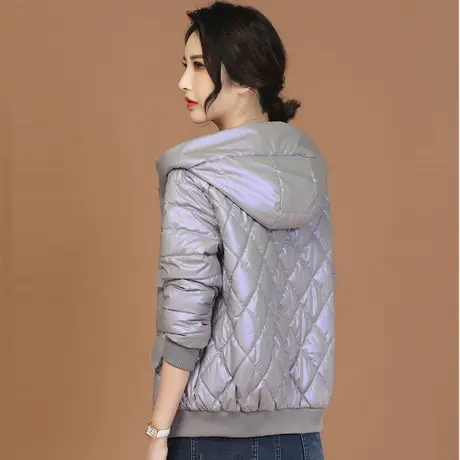 新品8.5折】亮面连帽棉衣棉服女加厚短款棉袄棒球服外套商品大图