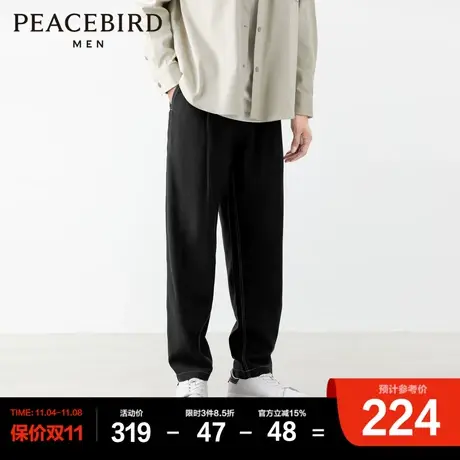 太平鸟男装 秋季新款明线设计锥形休闲裤男潮流宽松运动休闲长裤商品大图