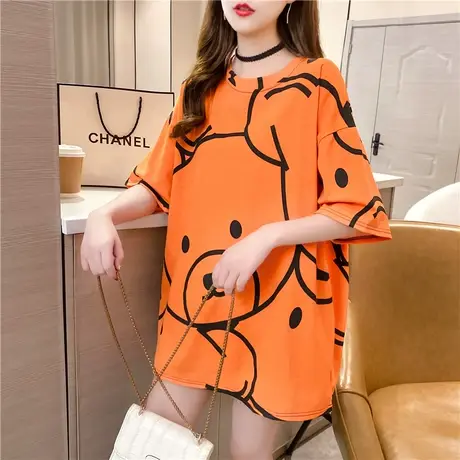2023年早春夏季情侣女装上衣服大码网红ins卡通小熊宽松短袖t恤潮图片
