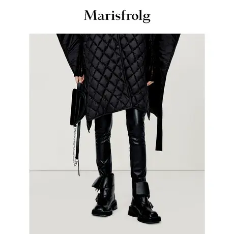 【逐光之旅】玛丝菲尔秋季黑色PU皮锥形小黑裤休闲裤图片