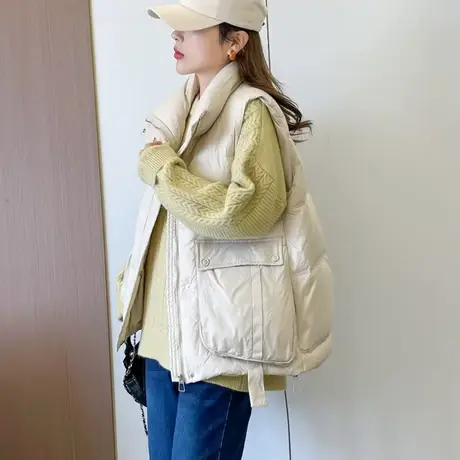 2023冬季新款羽绒马甲女洋气百搭白鸭绒背心外搭宽松马夹无袖坎肩图片