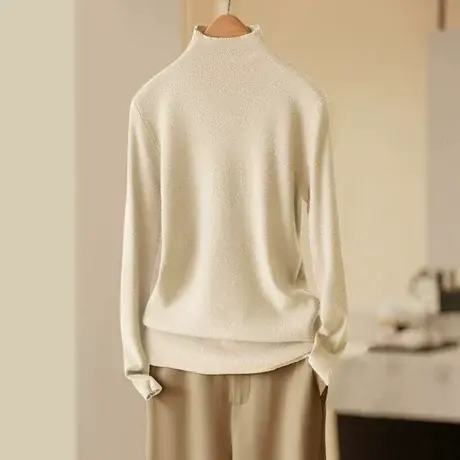 时尚气质圆领打底针织衫2023年秋季新款女士简约修身显瘦通勤上衣商品大图