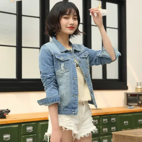 牛仔外套女春秋短款韩版修身显瘦学生长袖新款大码牛仔服上衣商品大图