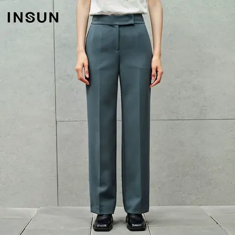 INSUN恩裳线上专选秋季抗皱免烫休闲弹力直筒裤图片