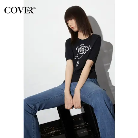 COVER夏季冰丝线迹手工钉钻针织衫商品大图