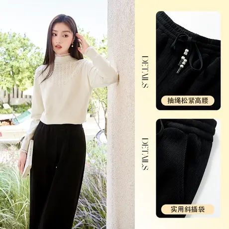 【直播间】香影直筒阔腿裤女高腰2023秋冬新款黑色裤子宽松显瘦图片