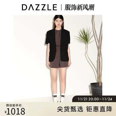 DAZZLE地素奥莱 夏季黑色高级感小众极简短袖西装外套上衣女图片
