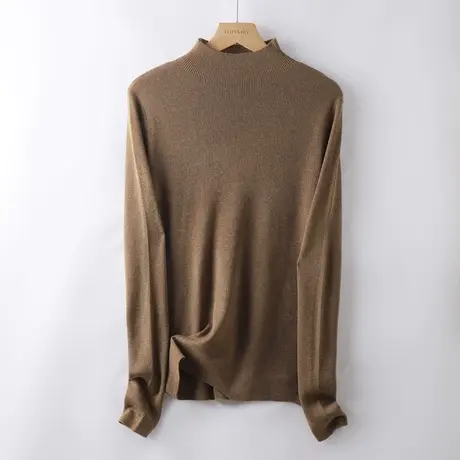 半高领针织打底衫女内搭2023新款秋冬修身显瘦百搭韩版长袖上衣女商品大图