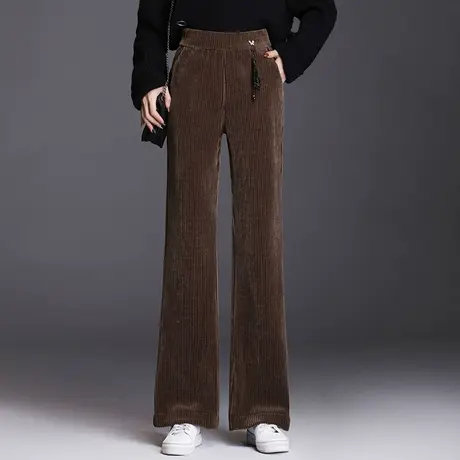 时尚雪尼尔微喇裤女秋冬2023新款高腰垂感直筒喇叭裤减龄休闲长裤商品大图