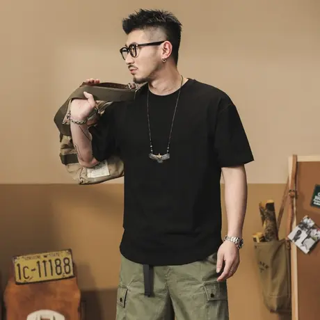 Modi Nick/摩帝尼克时尚夏季薄款男士百搭T恤宽松复古休闲潮流商品大图