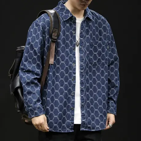 日系潮牌衬衫男士衬衣长袖休闲外套男潮流春季24新款衬衫大码春秋商品大图