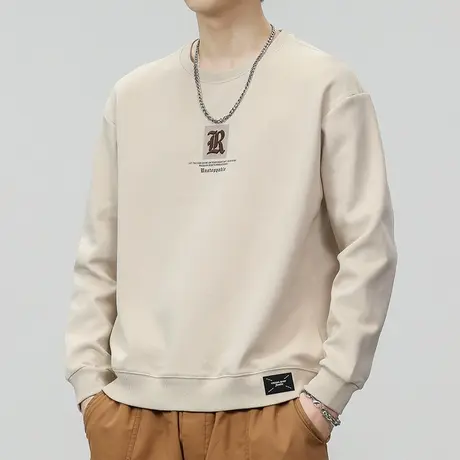 男生春季潮牌印花中性风打底衫春秋款重磅圆领卫衣春天长袖上衣服商品大图