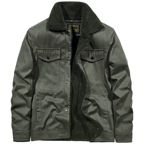 VIP冬季加绒加厚工装棉服外套男士保暖棉袄宽松美式复古翻领棉衣商品大图