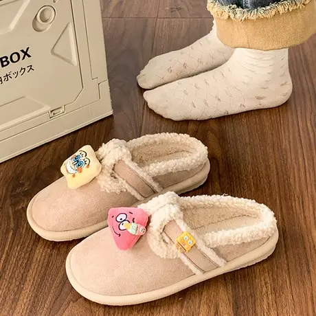 棉拖鞋女士冬季2023新款外穿厚底防滑可爱包头毛毛拖鞋加绒加厚潮商品大图