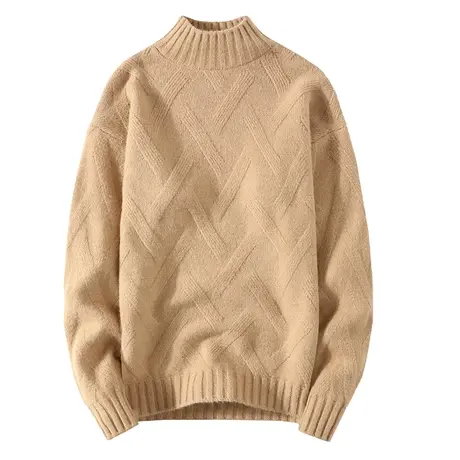 秋冬装半高领毛衣百搭加绒加厚羊毛衫冬季男士中领打底针织衫衣服商品大图