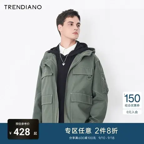 TRENDIANO官方潮牌秋冬男装简约时尚宽松多口袋机能风夹克外套男商品大图