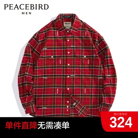 太平鸟男装奥莱 春季新款外穿式格纹衬衫男士图片