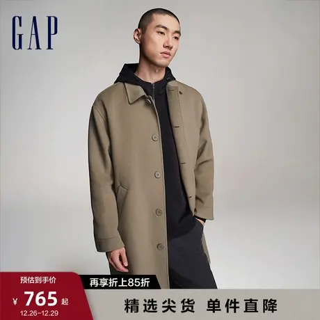 【断码优惠】Gap男女装秋冬羊毛手缝翻领廓形大衣长款外套811144图片
