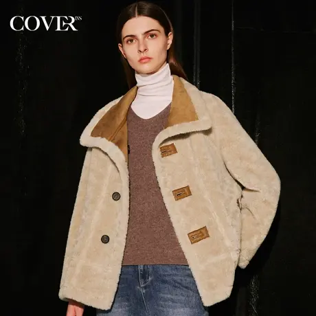 COVER2023冬季皮毛一体麂皮绒绵羊毛外套商品大图