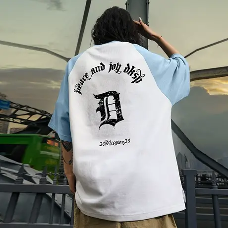 Nuthink欧美潮牌重磅华夫格男t恤潮高街宽松短袖插肩袖上衣夏季商品大图