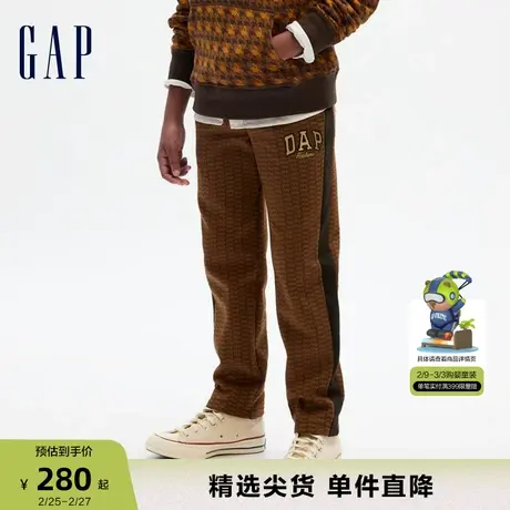 【GAP x DAP联名】男童洋气抓绒保暖卫裤运动裤男女同款838151商品大图