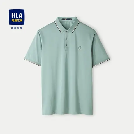 HLA/海澜之家含桑蚕丝短袖丝光棉POLO衫24春夏新款撞色丝滑上衣男图片