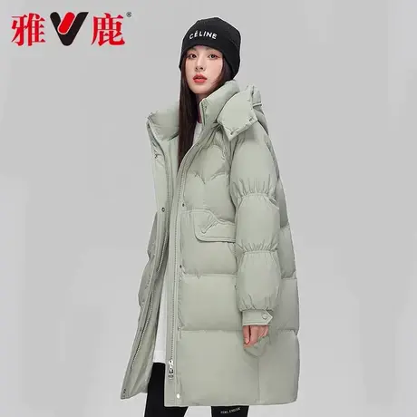 V/雅鹿羽绒服2024年新款反季中长款连帽外套保暖女士白鸭绒女装图片