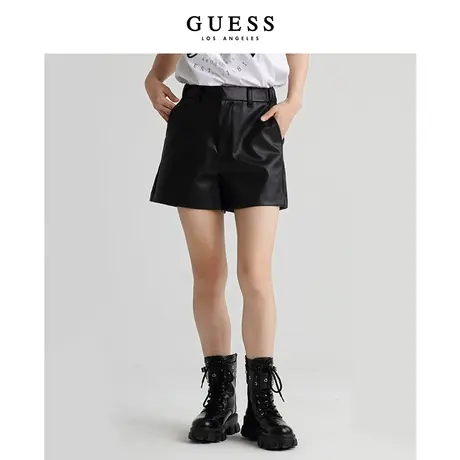 【秀智明星同款】GUESS 女士时尚休闲PU皮短裤-YM5W3979商品大图