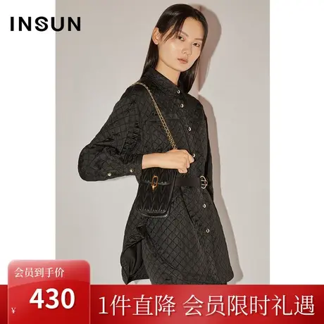 恩裳COVER冬季2022时尚菱形格纹肌理设计保暖轻商务通勤衬衫商品大图