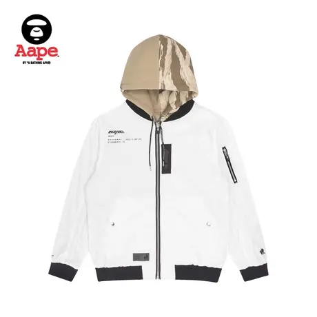 Aape旗舰店男装秋冬印花迷彩拼接双面军风飞行夹克外套7449XXH图片