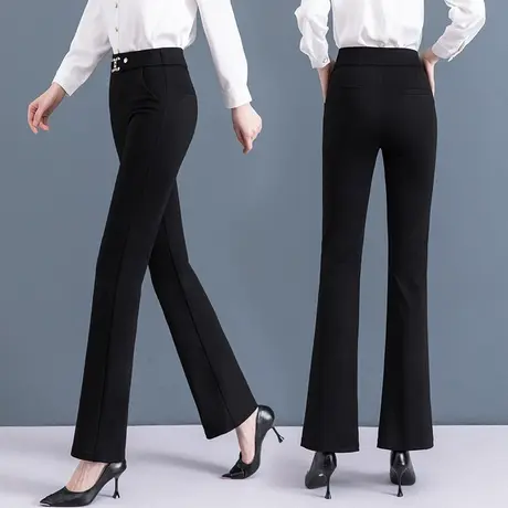 黑色微喇裤子秋款女士直筒西装长裤2023新款春秋高腰喇叭裤女图片