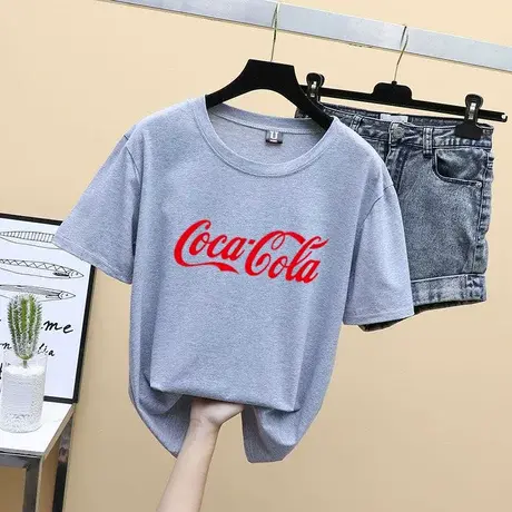 网红字母白色t恤女夏短袖宽松韩版百搭港风体桖ins潮洋气超火上衣商品大图