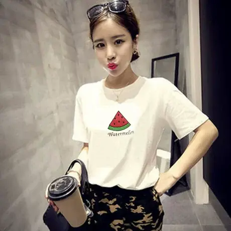 短袖T恤女2023年夏季新款韩版宽松显瘦西瓜印花休闲百搭上衣潮ins商品大图