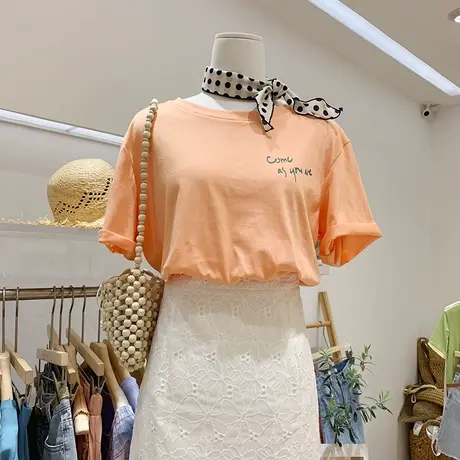 ins超火短袖t恤女2020新款韩版潮时尚气质字母百搭半袖打底衫上衣图片