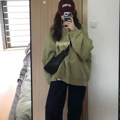 设计感幻影字母卫衣女ins潮牌春秋薄款小众宽松oversize大码外套商品大图