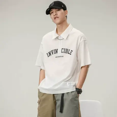 Modi Nick/摩帝尼克男士夏季宽松半袖潮牌polo衫潮流男士百搭上衣商品大图