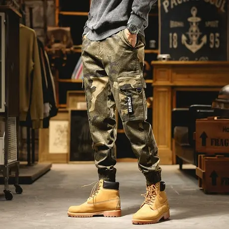 工装裤休闲裤男士冬季新款潮牌束脚运动哈伦休闲宽松直筒裤子男商品大图